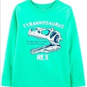 Carter’s Kid Boy tee jersey 8 print animal long sleeve mint green NWT